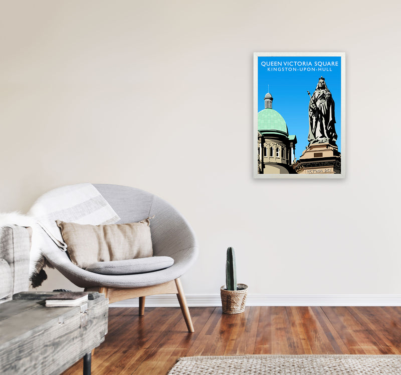 Queen Victoria Square Kingston-Upon-Hull Art Print by Richard O'Neill A2 Oak Frame