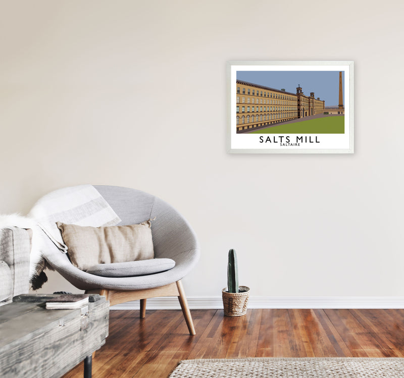 Salts Mill Travel Art Print by Richard O'Neill, Framed Wall Art A2 Oak Frame