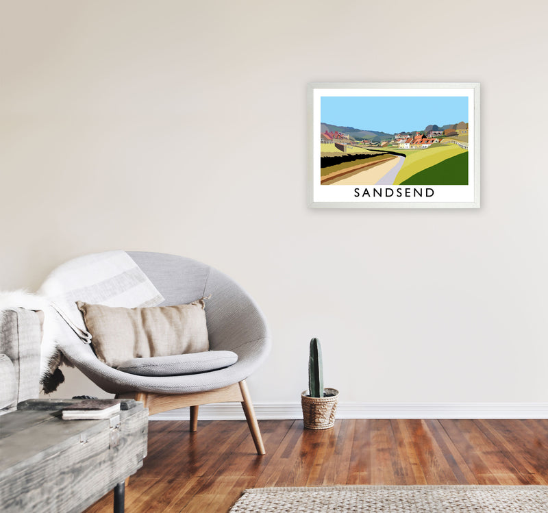 Sandsend Travel Art Print by Richard O'Neill, Framed Wall Art A2 Oak Frame