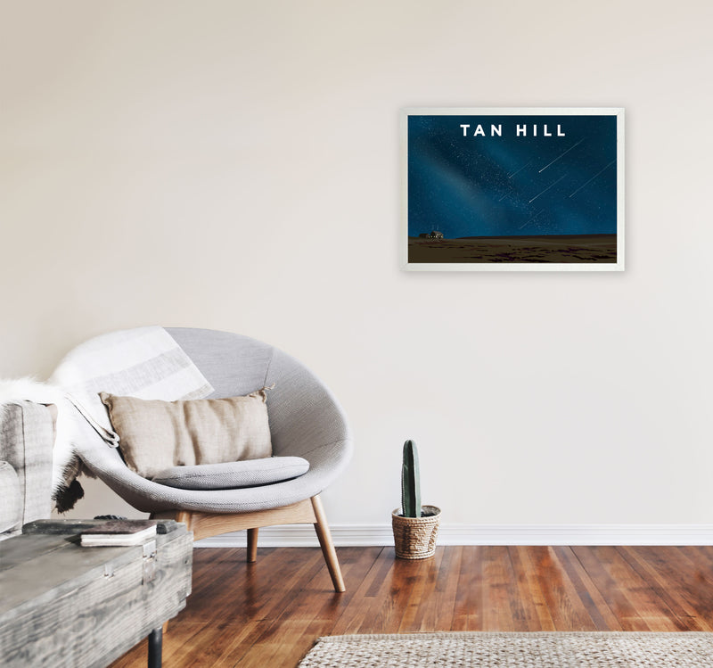 Tan Hill Travel Art Print by Richard O'Neill, Framed Wall Art A2 Oak Frame