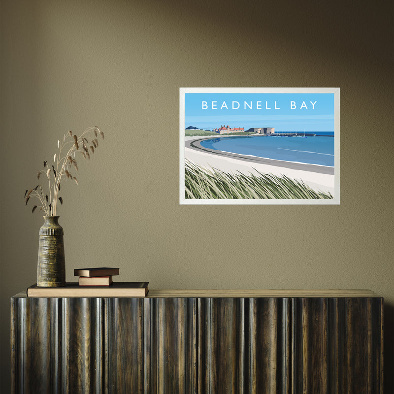 Beadnell Bay by Richard O'Neill A2 White Frame