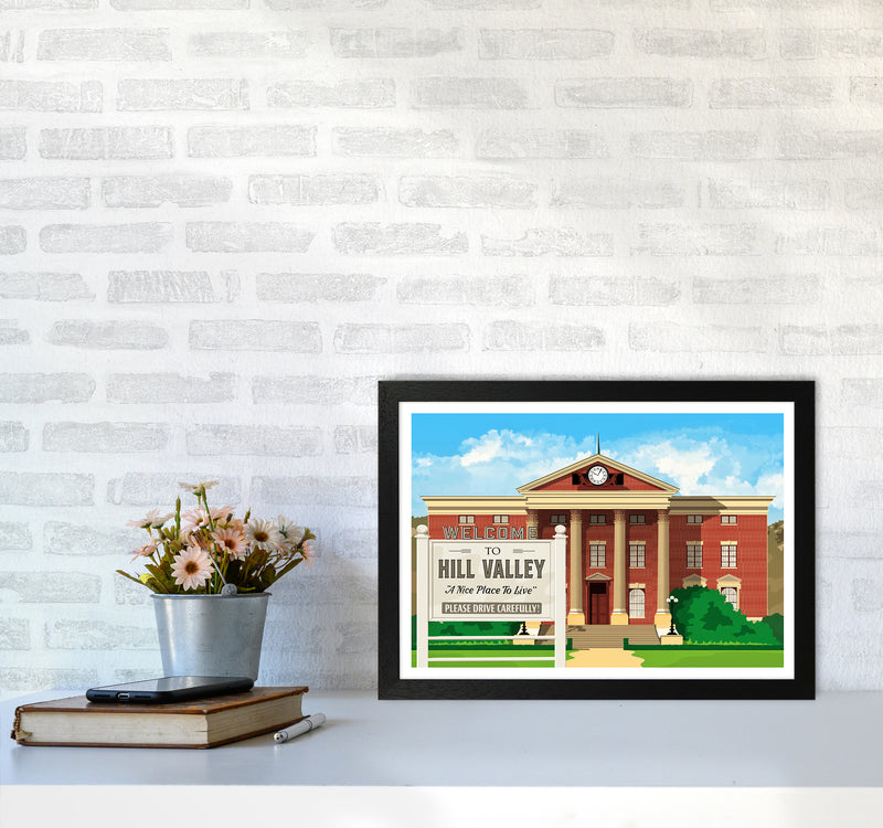 Hill Valley 1955 Revised Art Print by Richard O'Neill A3 White Frame