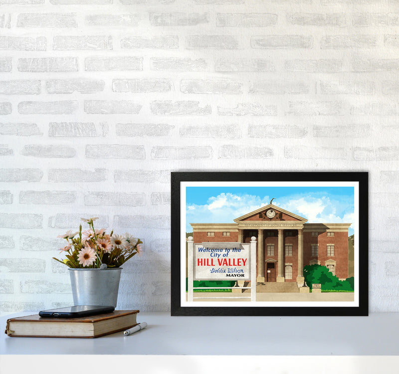 Hill Valley 1985 Revised Art Print by Richard O'Neill A3 White Frame