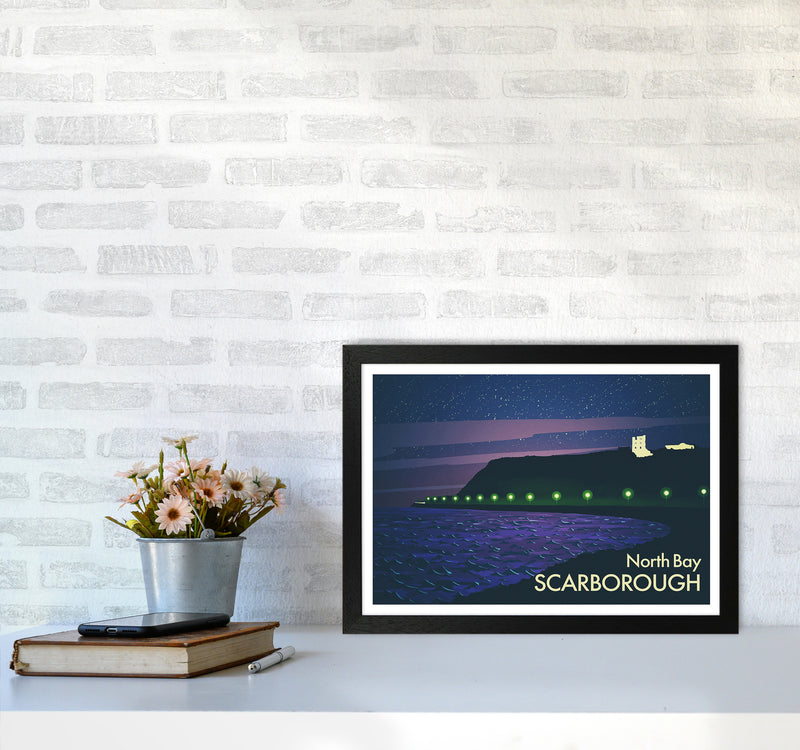 North Bay Scarborough (Night) Art Print by Richard O'Neill A3 White Frame