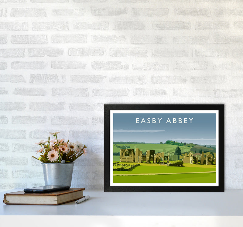 Easby Abbey Art Print by Richard O'Neill A3 White Frame