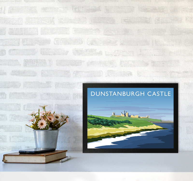 Dunstanburgh Castle Travel Art Print by Richard O'Neill A3 White Frame
