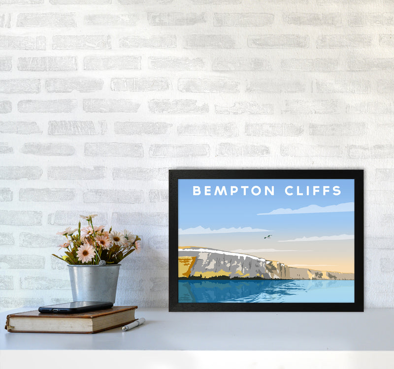 Bempton Cliffs Travel Art Print by Richard O'Neill A3 White Frame