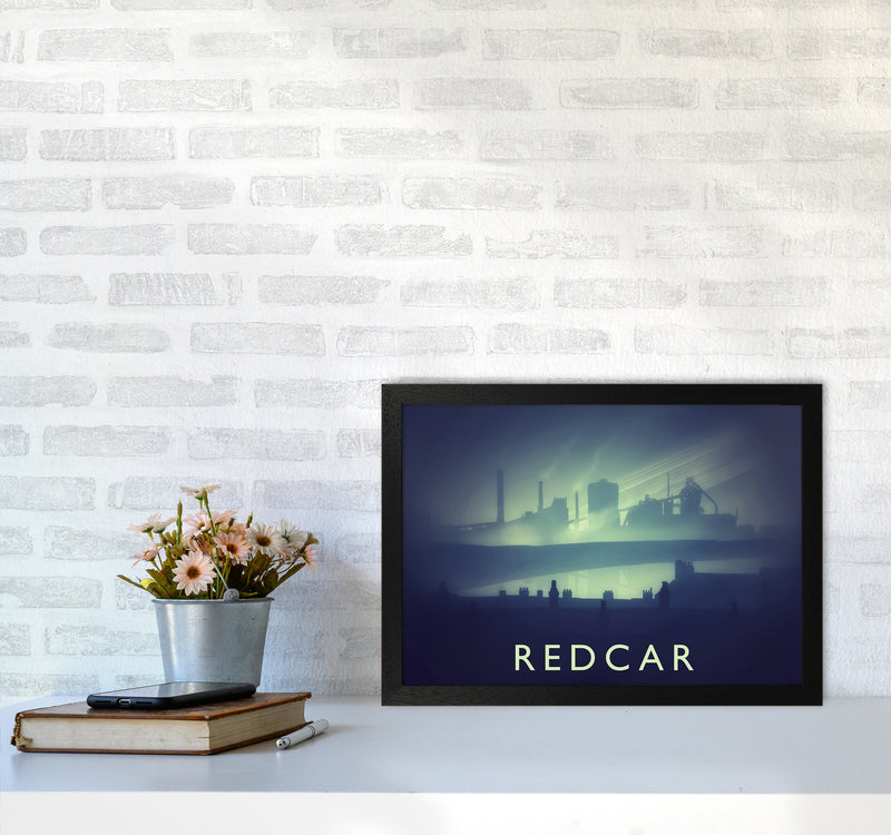 Redcar (night) Travel Art Print by Richard O'Neill A3 White Frame