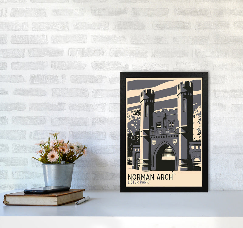 Norman Arch, Lister Park Travel Art Print by Richard O'Neill A3 White Frame
