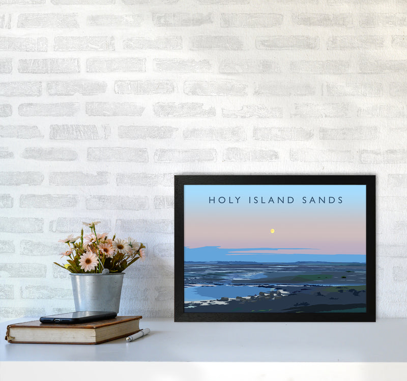 Holy Island Sands Travel Art Print by Richard O'Neill A3 White Frame