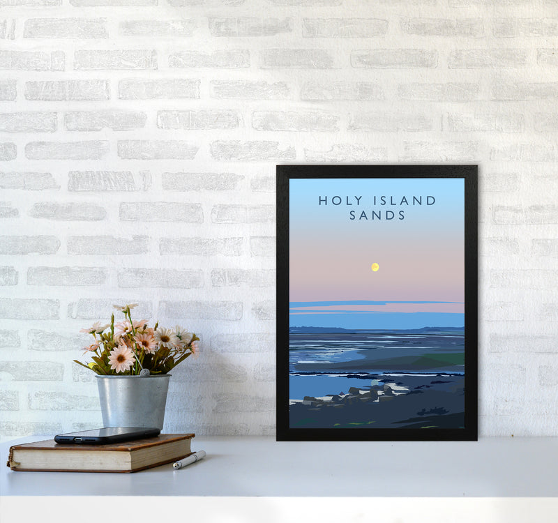 Holy Island Sands portrait Travel Art Print by Richard O'Neill A3 White Frame