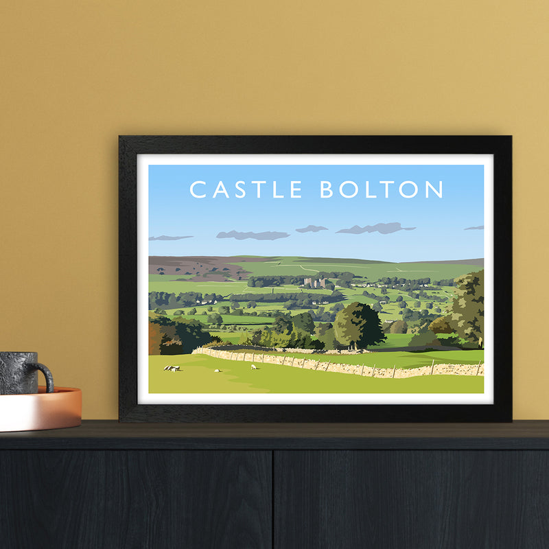 Castle Bolton Travel Art Print by Richard O'Neill A3 White Frame