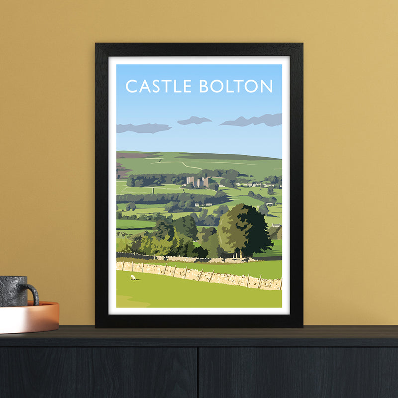 Castle Bolton Portrait Travel Art Print by Richard O'Neill A3 White Frame