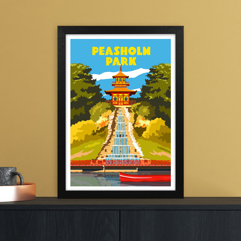 Peasholm Park Travel Art Print by Richard O'Neill A3 White Frame