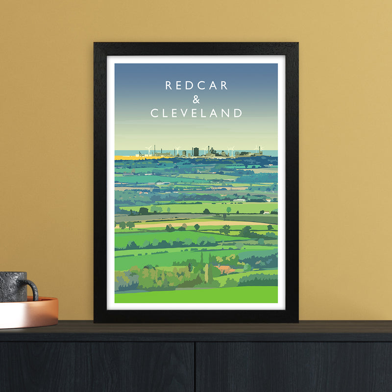 Redcar & Cleveland Travel Art Print by Richard O'Neill A3 White Frame