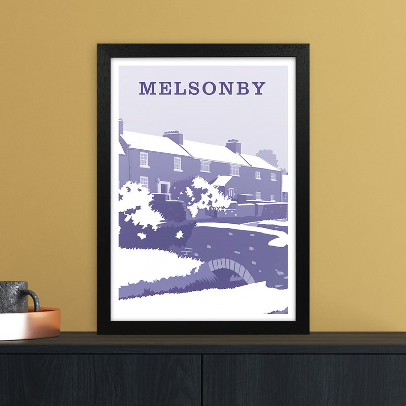 Melsonby (Snow) Portrait Travel Art Print by Richard O'Neill A3 White Frame