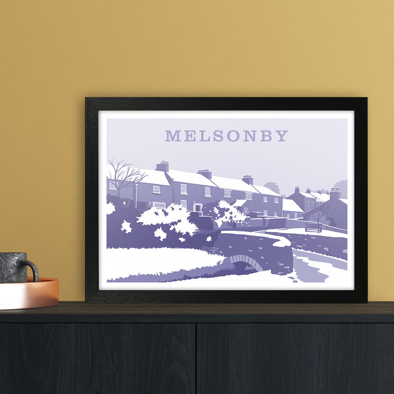 Melsonby (Snow) Travel Art Print by Richard O'Neill A3 White Frame