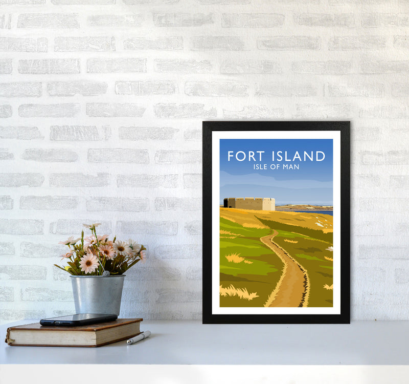 Fort Island portrait Travel Art Print by Richard O'Neill A3 White Frame