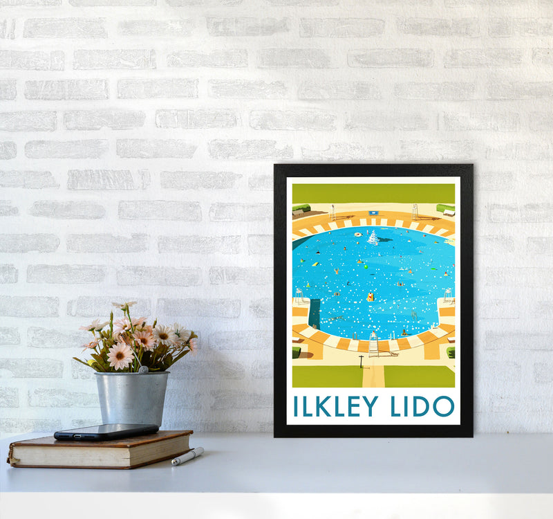 Ilkley Lido portrait Travel Art Print by Richard O'Neill A3 White Frame