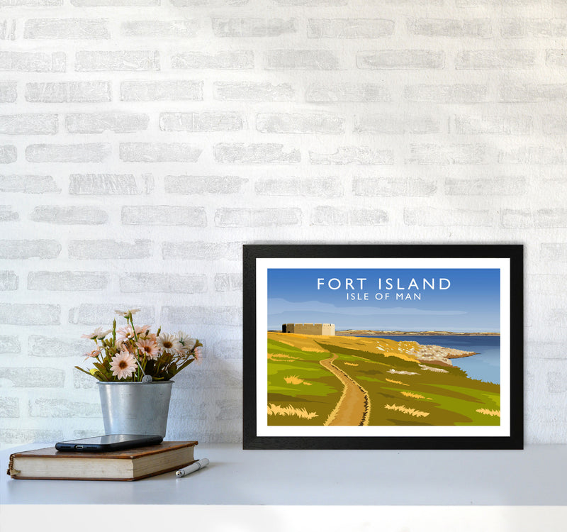 Fort Island Travel Art Print by Richard O'Neill A3 White Frame