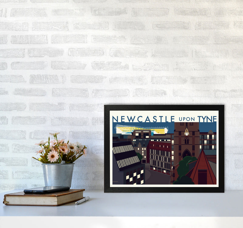 Newcastle upon Tyne 2 (Night) landscape Travel Art Print by Richard O'Neill A3 White Frame