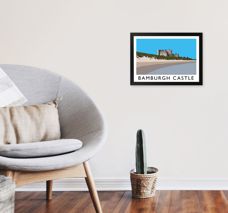 Bamburgh Castle Framed Digital Art Print by Richard O'Neill A3 White Frame