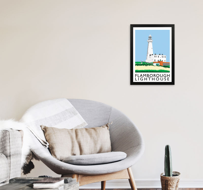 Flamborough Lighthouse Framed Digital Art Print by Richard O'Neill A3 White Frame