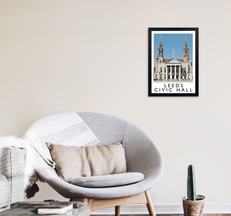 Leeds Civic Hall by Richard O'Neill Yorkshire Art Print, Vintage Travel Poster A3 White Frame