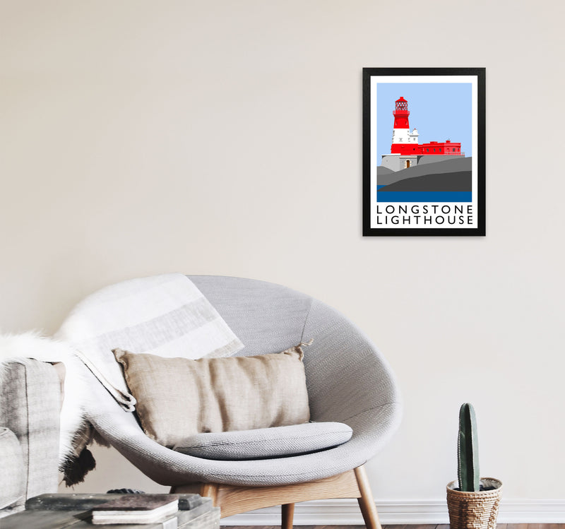Longstone Lighthouse Framed Digital Art Print by Richard O'Neill A3 White Frame
