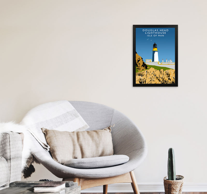 Douglas Head Lighthouse Isle of Man Framed Art Print by Richard O'Neill A3 White Frame