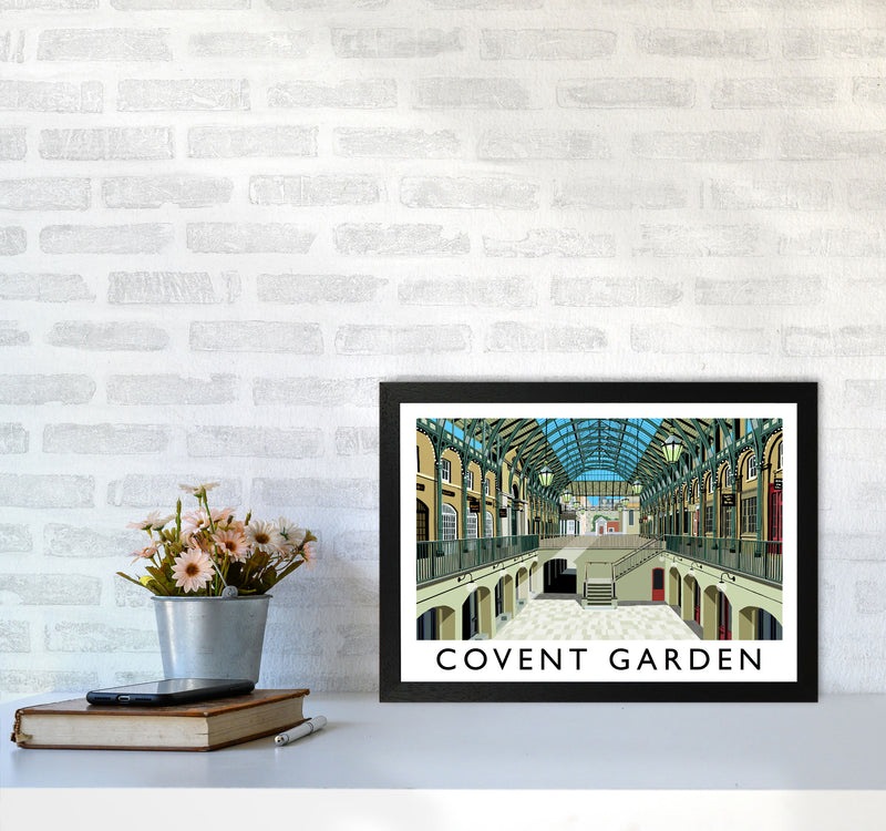 Covent Garden London Vintage Travel Art Poster by Richard O'Neill, Framed Wall Art Print, Cityscape, Landscape Art Gifts A3 White Frame