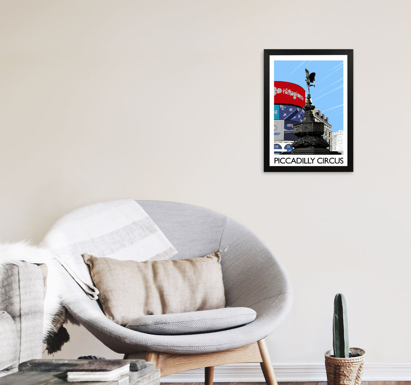 Piccadilly Circus London Art Print by Richard O'Neill A3 White Frame