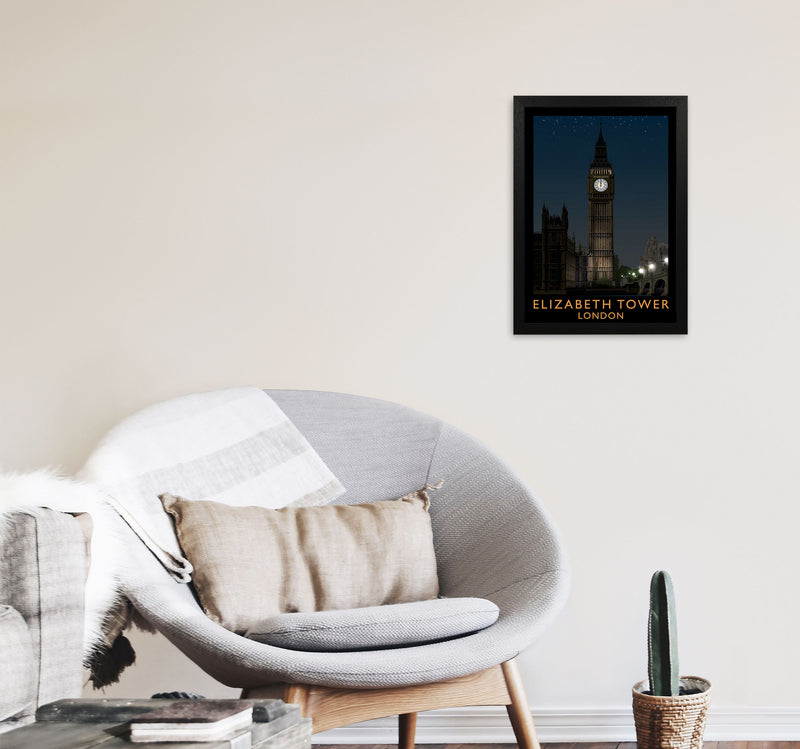 Elizabeth Tower by Richard O'Neill A3 White Frame
