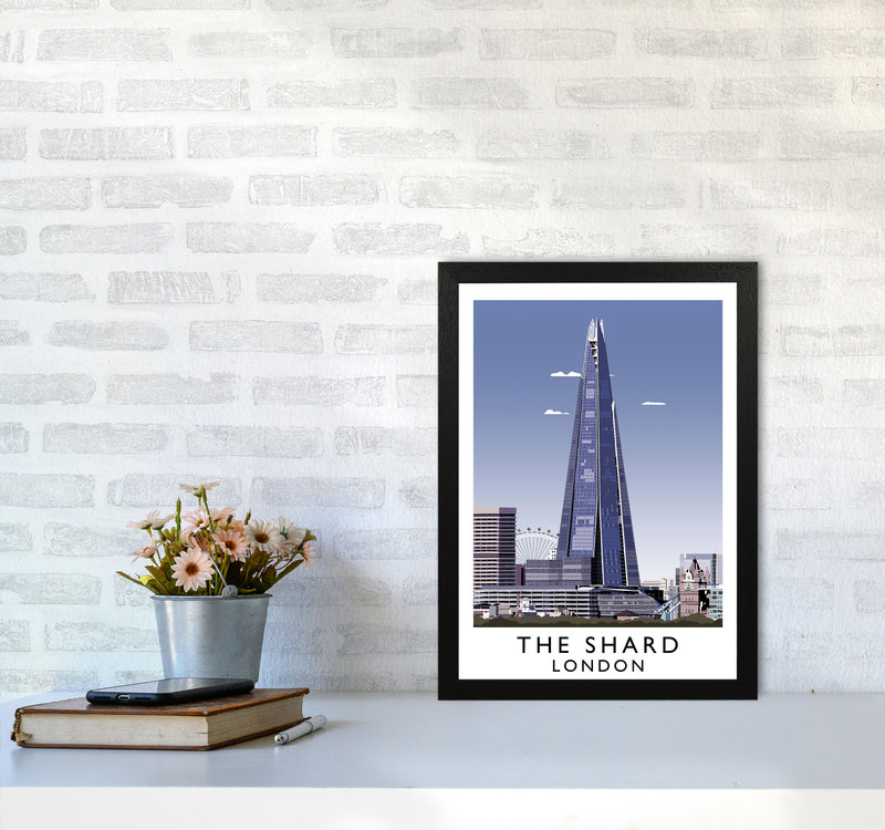 The Shard London Vintage Travel Art Poster by Richard O'Neill, Framed Wall Art Print, Cityscape, Landscape Art Gifts A3 White Frame