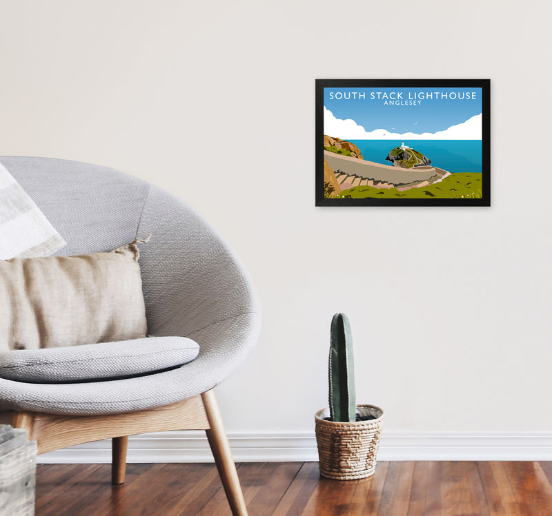 South Stack Lighthouse Anglesey Art Print by Richard O'Neill A3 White Frame