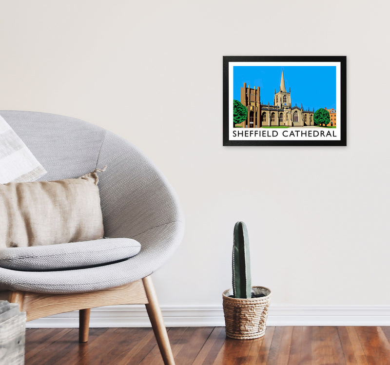 Sheffield Cathedral by Richard O'Neill Yorkshire Art Print, Travel Poster A3 White Frame