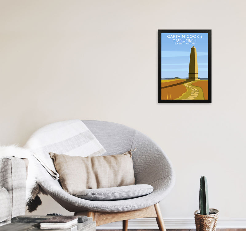 Captain Cooks Monument (Portrait) by Richard O'Neill A3 White Frame