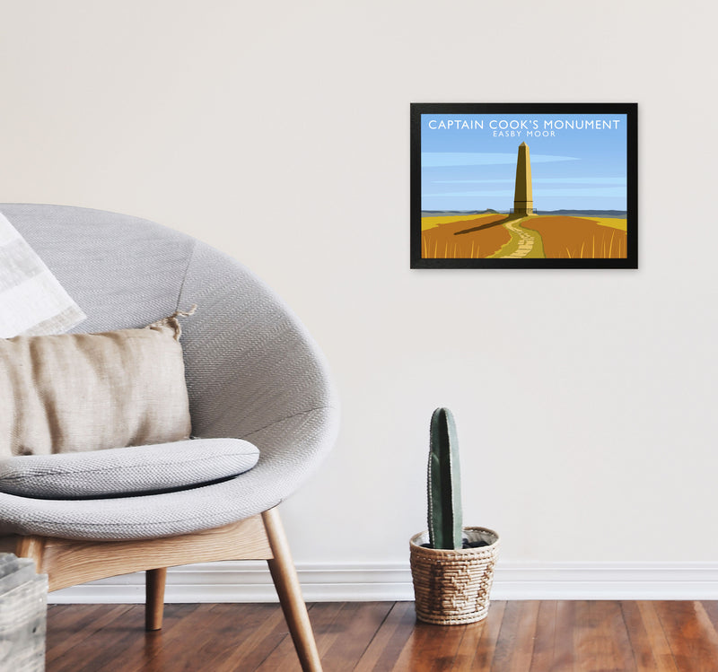 Captain Cooks Monument (Landscape) by Richard O'Neill A3 White Frame