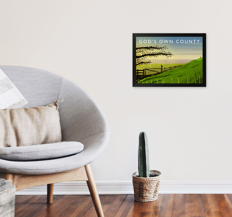 Gods Own County (Landscape) Yorkshire Art Print Poster by Richard O'Neill A3 White Frame