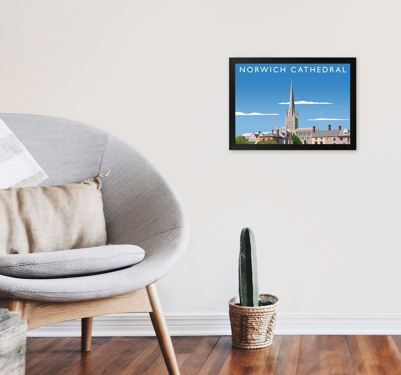 Norwich Cathedral Art Print by Richard O'Neill A3 White Frame
