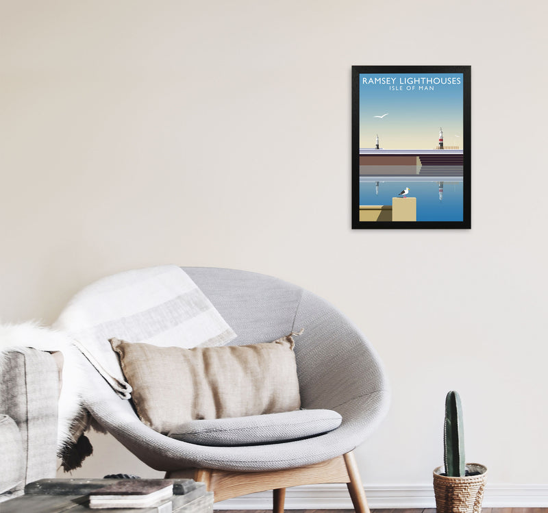 Ramsey Lighthouses (Portrait) by Richard O'Neill A3 White Frame