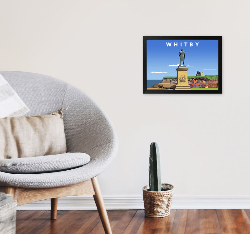 Whitby (Landscape) by Richard O'Neill Yorkshire Art Print, Vintage Travel Poster A3 White Frame