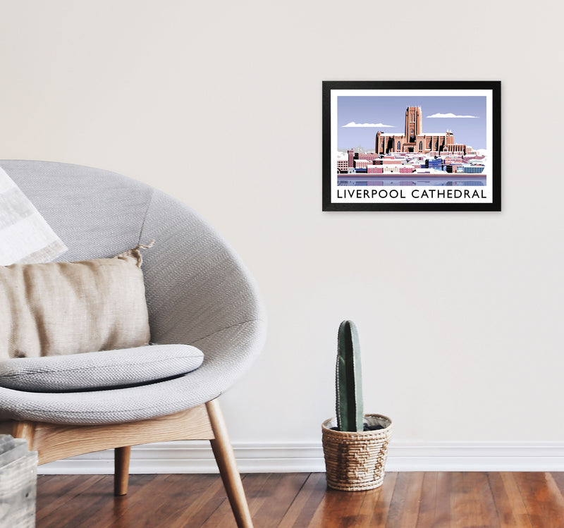 Liverpool Cathedral In Snow by Richard O'Neill A3 White Frame