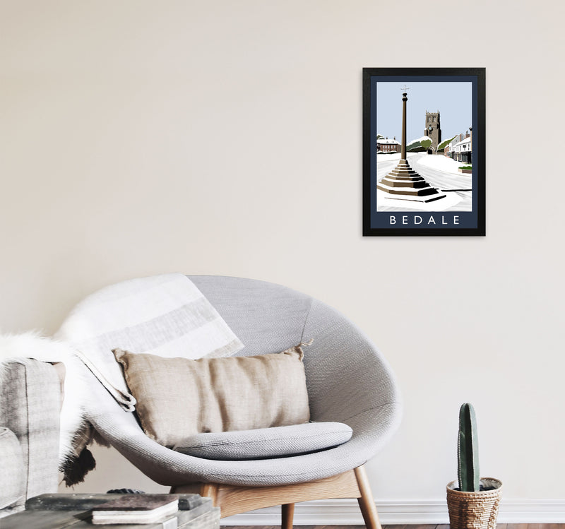 Bedale In Snow Portrait by Richard O'Neill A3 White Frame