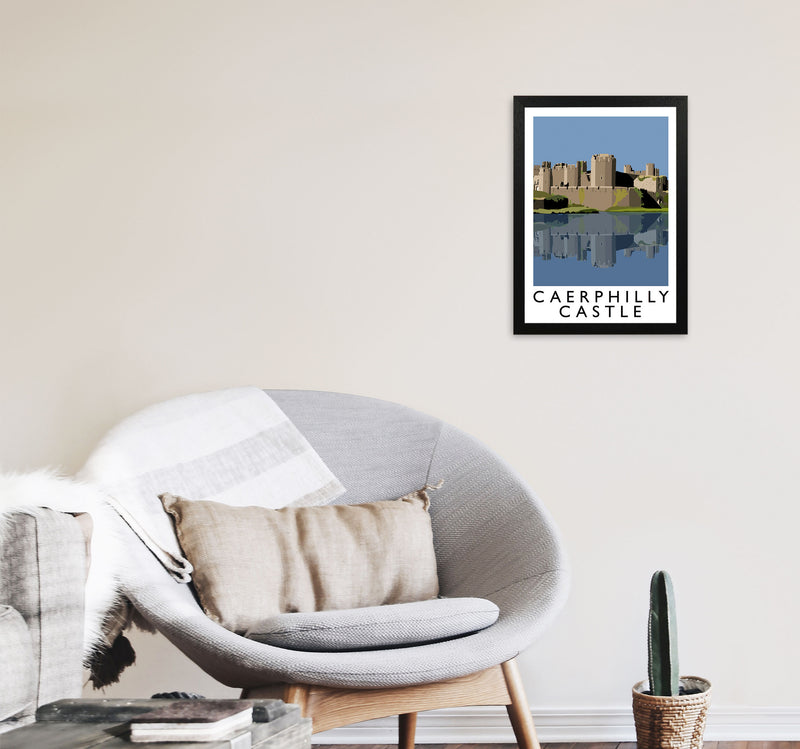 Caerphilly Castle Portrait by Richard O'Neill A3 White Frame