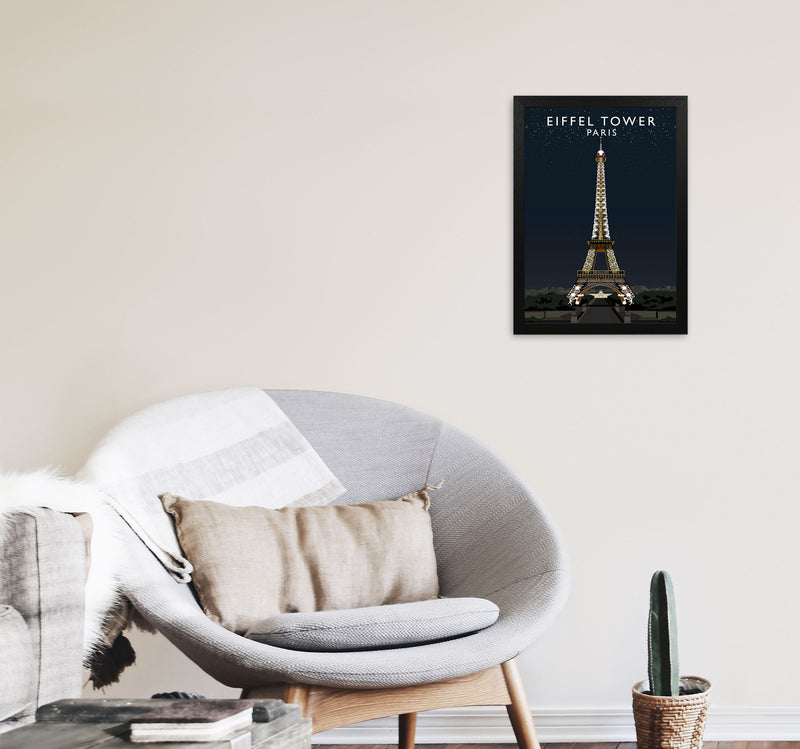 Eiffel Tower Night by Richard O'Neill A3 White Frame