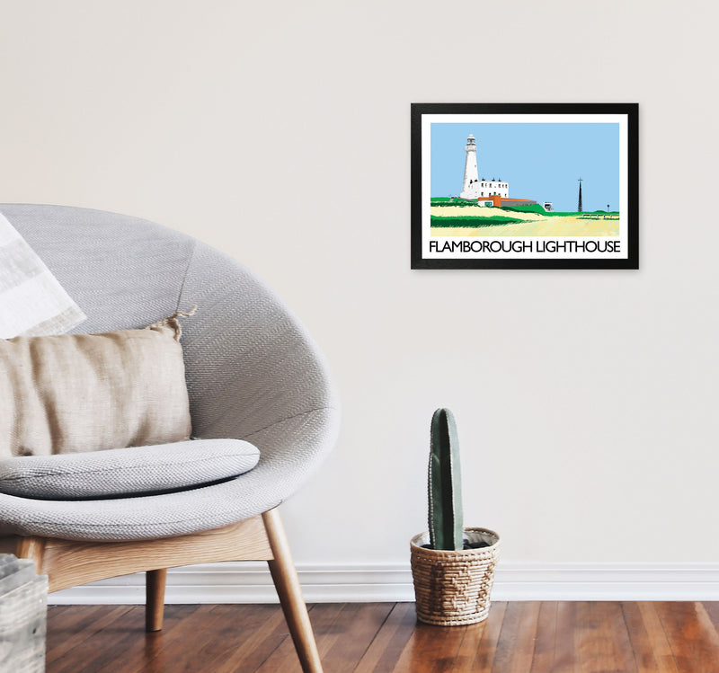 Flamborough Lighthouse Art Print by Richard O'Neill A3 White Frame