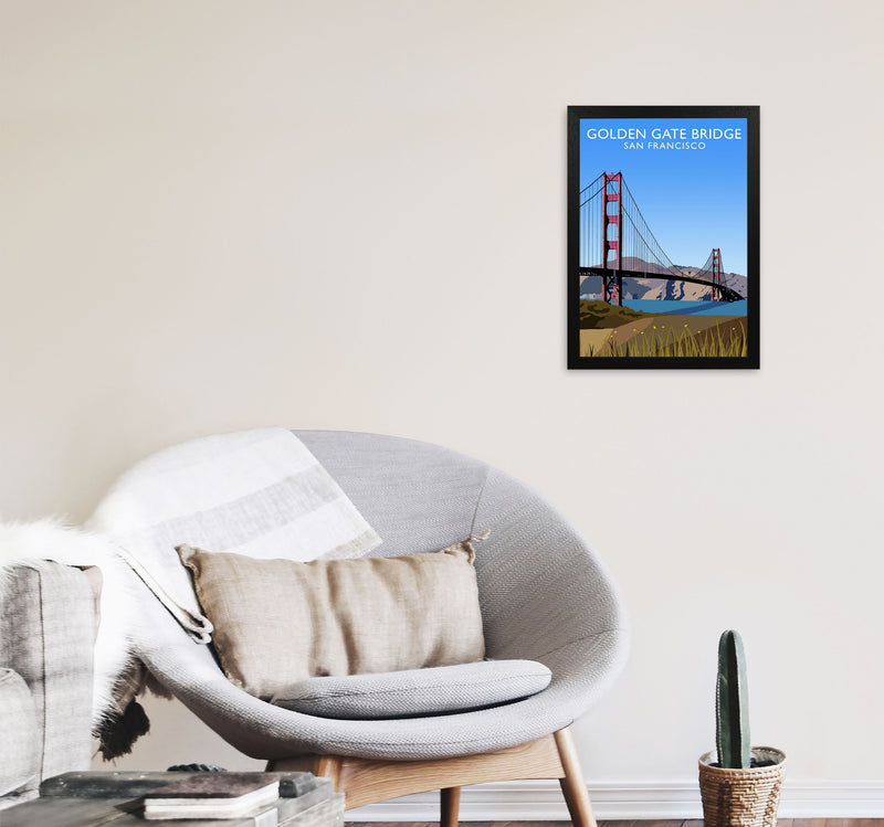 Golden Gate Bridge Portrait by Richard O'Neill A3 White Frame