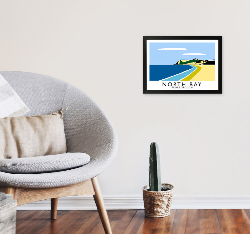 North Bay Scarborough Travel Art Print by Richard O'Neill, Framed Wall Art A3 White Frame