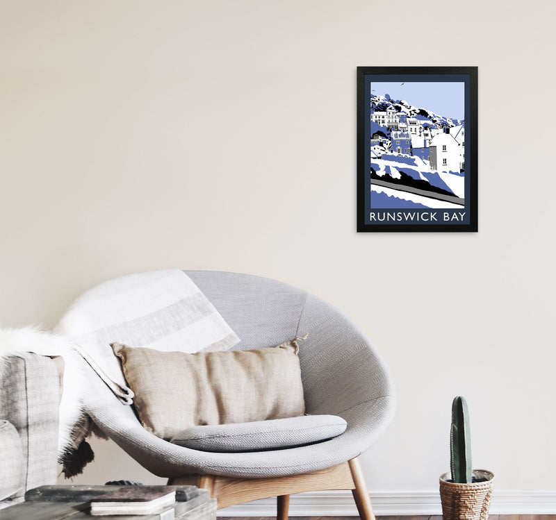 Runswick Bay Digital Art Print by Richard O'Neill, Framed Wall Art A3 White Frame